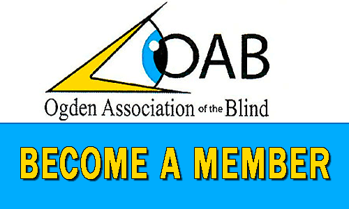 The OAB logo with caption, become a member of the Ogden Association of the Blind